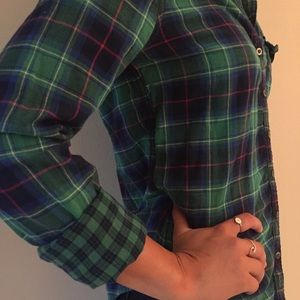 Hollister Green Plaid Button Down Blouse